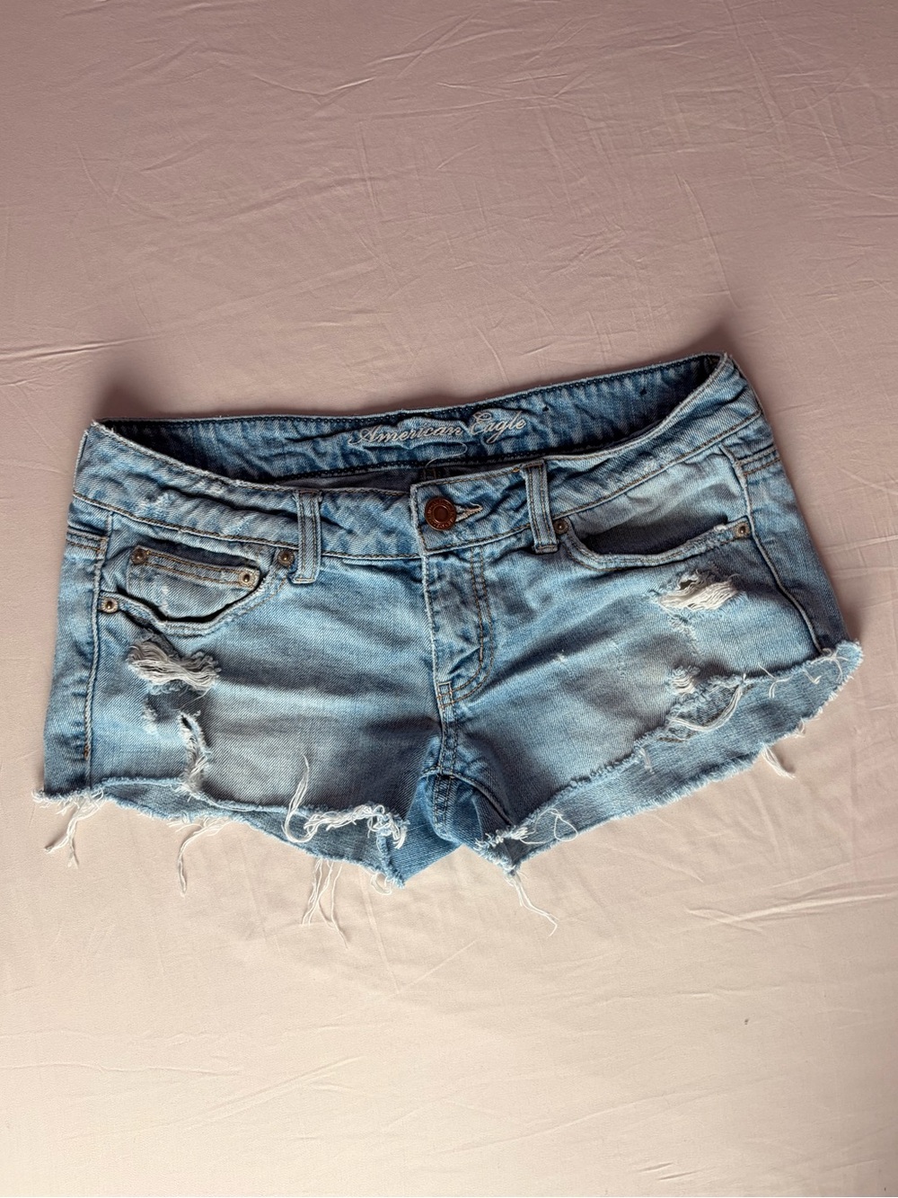 American Eagle Outfitters Vintage Light Blue Distressed Denim Shorts